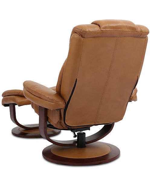 Furniture Faringdon Leather Euro Chair & Ottoman & Reviews Furniture