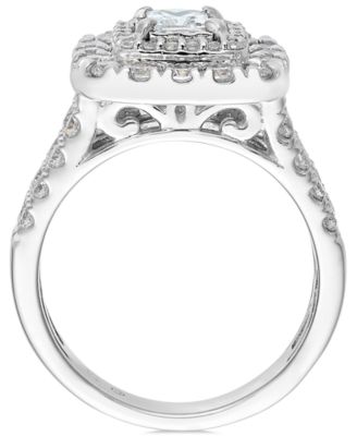 Diamond Princess Halo Bridal Set Ring (1-1/2 ct. t.w.) in 14k White Gold