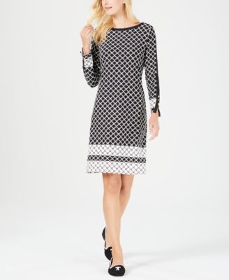 Charter Club - Printed Button-Trim Shift Dress