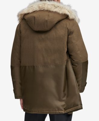 Men's Mixed-Media Parka with Removable Hood