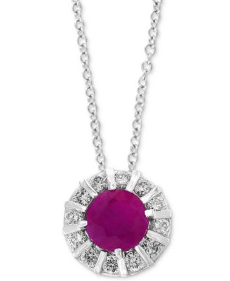 EFFY Collection - EFFY&reg; Gemstone & Diamond (1/4 ct. t.w) 18" Pendant Necklace in 14k White Gold
