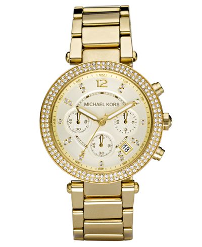 Michael Kors Women's Chronograph Parker Gold Ion Plated Stainless Steel Bracelet Watch 39mm MK5354