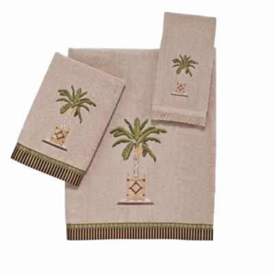 Shop Avanti Banana Palm Embroidered Cotton Bath Towels In Linen
