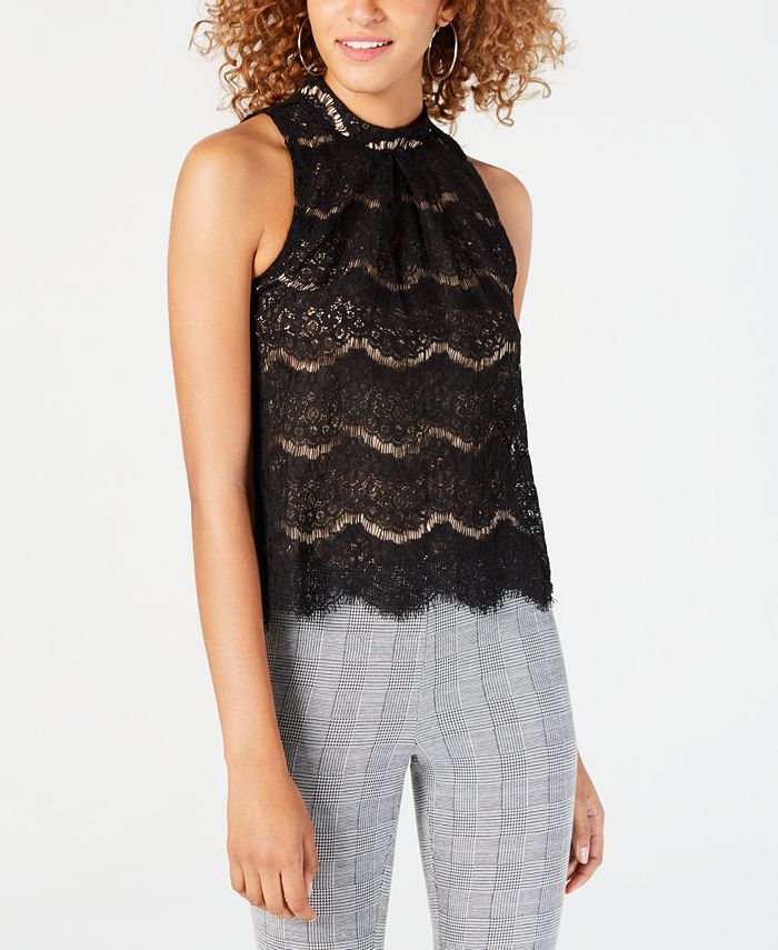Material Girl Juniors' Scalloped Eyelash Lace Top, Created for Macy's ...