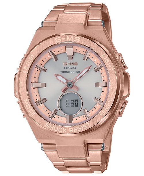 G Shock Women S Solar Analog Digital Rose Gold Tone Stainless