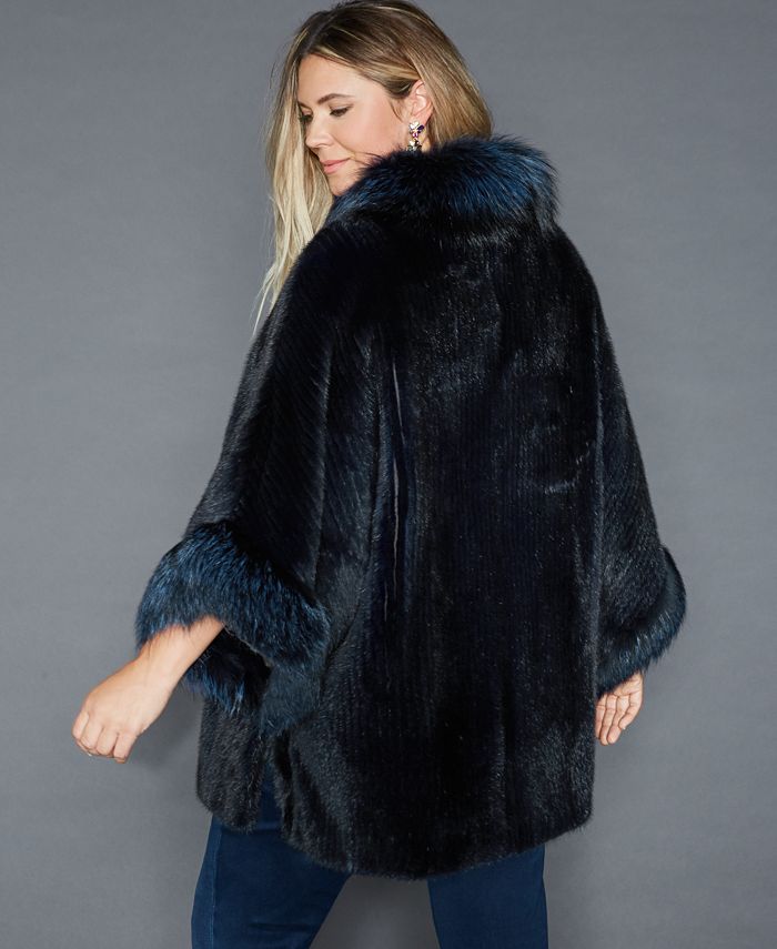 The Fur Vault Plus Size Fox Fur Trim Mink Cape Macy s