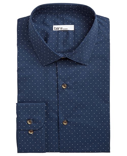 Bar III Men's SlimFit Stretch Polka Dot Dress Shirt, Created for Macy