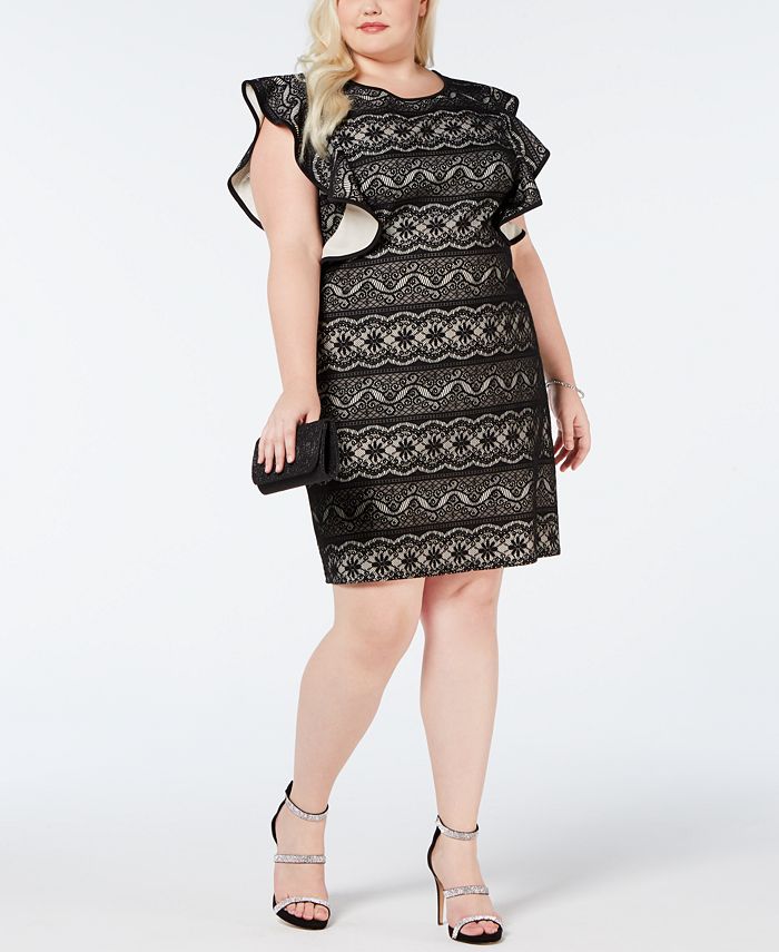 Love Squared Plus Size Ruffle-Sleeve Lace Dress - Macy's