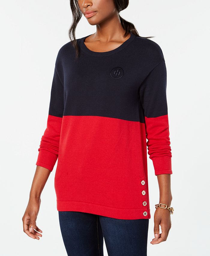 Tommy Hilfiger Cotton Colorblocked Sweater - Macy's