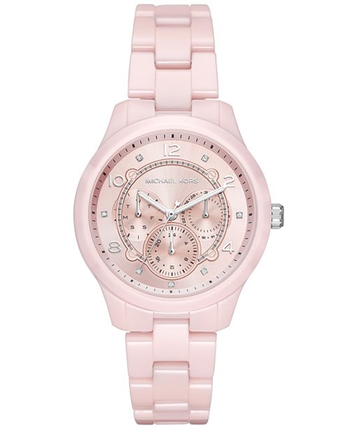 Michael Kors Women S Runway Pink Ceramic Bracelet Watch 38mm Reviews Watches Jewelry Watches Macy S