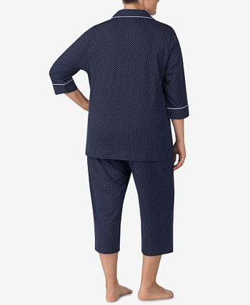 Lauren Ralph Lauren - Plus Size Button-Front Top and Pants Pajama Set