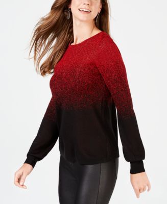 NY Collection Women's Space Dye Asymmetrical Sweater Brown Size Petite XL