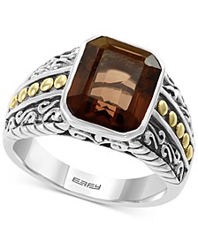 EFFY® Men's Smoky Quartz Ring (5-3/8 ct. t.w.) in Sterling Silver & 18k Gold 