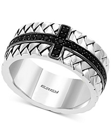 EFFY® Men's Black Sapphire East-West Cross Ring (1/2 ct. t.w.) in Sterling Silver
