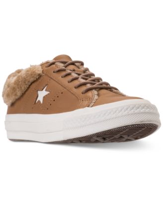 brown converse with fur