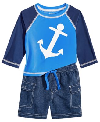 First Impressions - Baby Boys 2-Pc. Anchor-Print Rash Guard Set