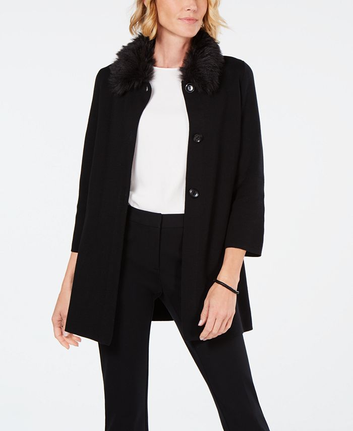 Kasper FauxFurCollar Topper Jacket Macy's