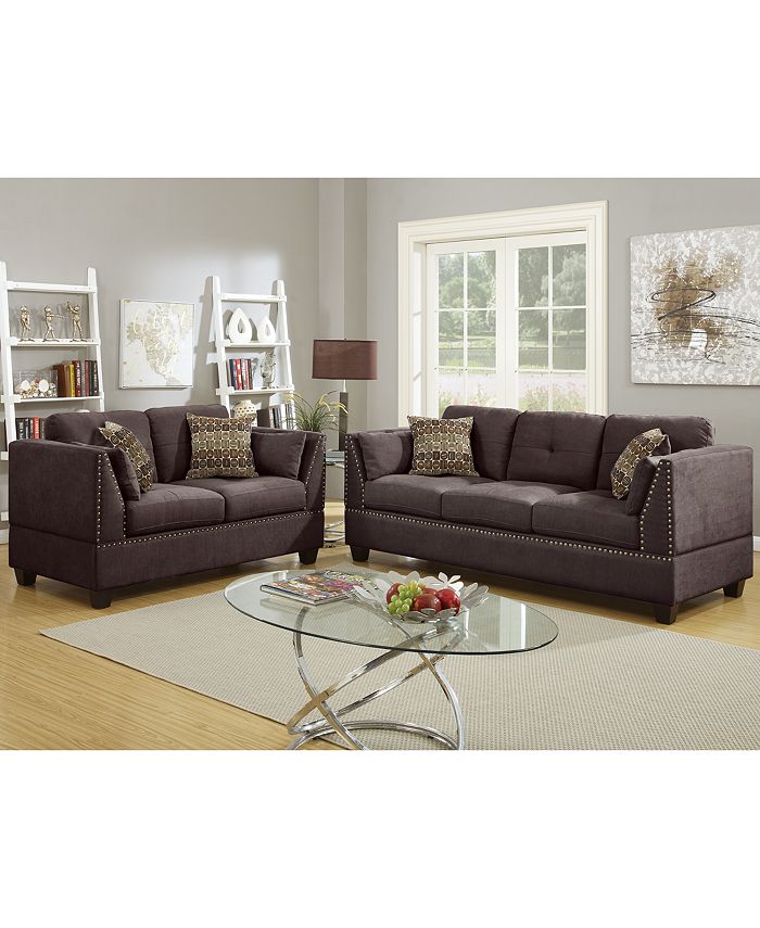 Poundex Bobkona Zenda Velvet 2Piece Sofa And Loveseat Set Macy's