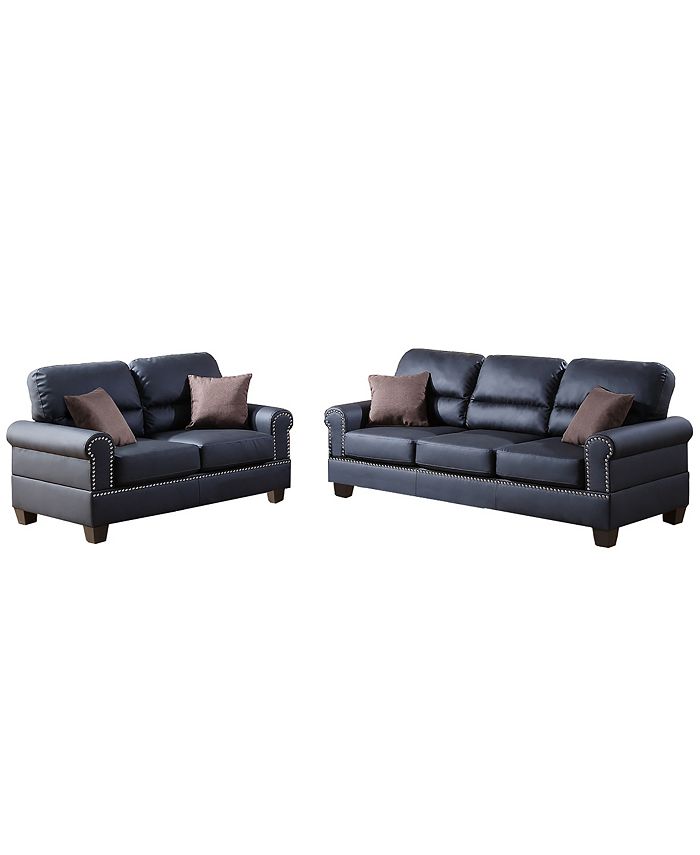 Poundex Bobkona Shelton Bonded Leather 2Piece Sofa And Loveseat Set