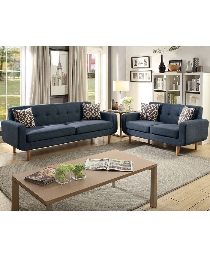 Poundex Bobkona Saul Dorris Fabric 2Piece Sofa And Loveseat Set Macy's
