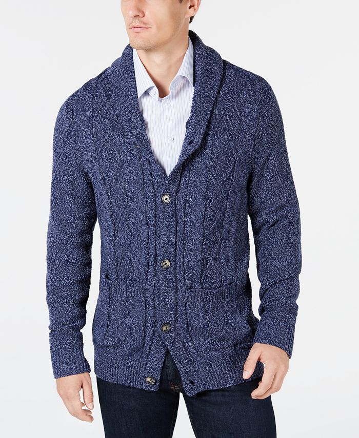 Club Room Men's Cable-Knit Shawl-Collar Cardigan, Created for Macy's ...