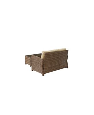 Bradenton 2 Piece Outdoor Wicker Seating Set With Cushions - Loveseat And Glass Top Table