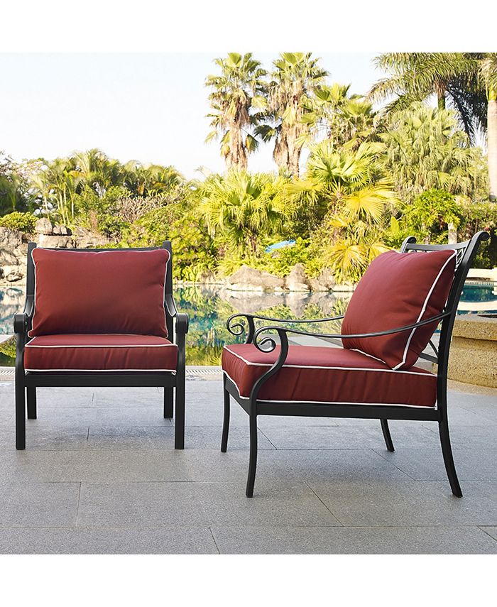 Crosley Cast Aluminum Arm Chairs With Sangria Cushions (Set Of 2) Macy's