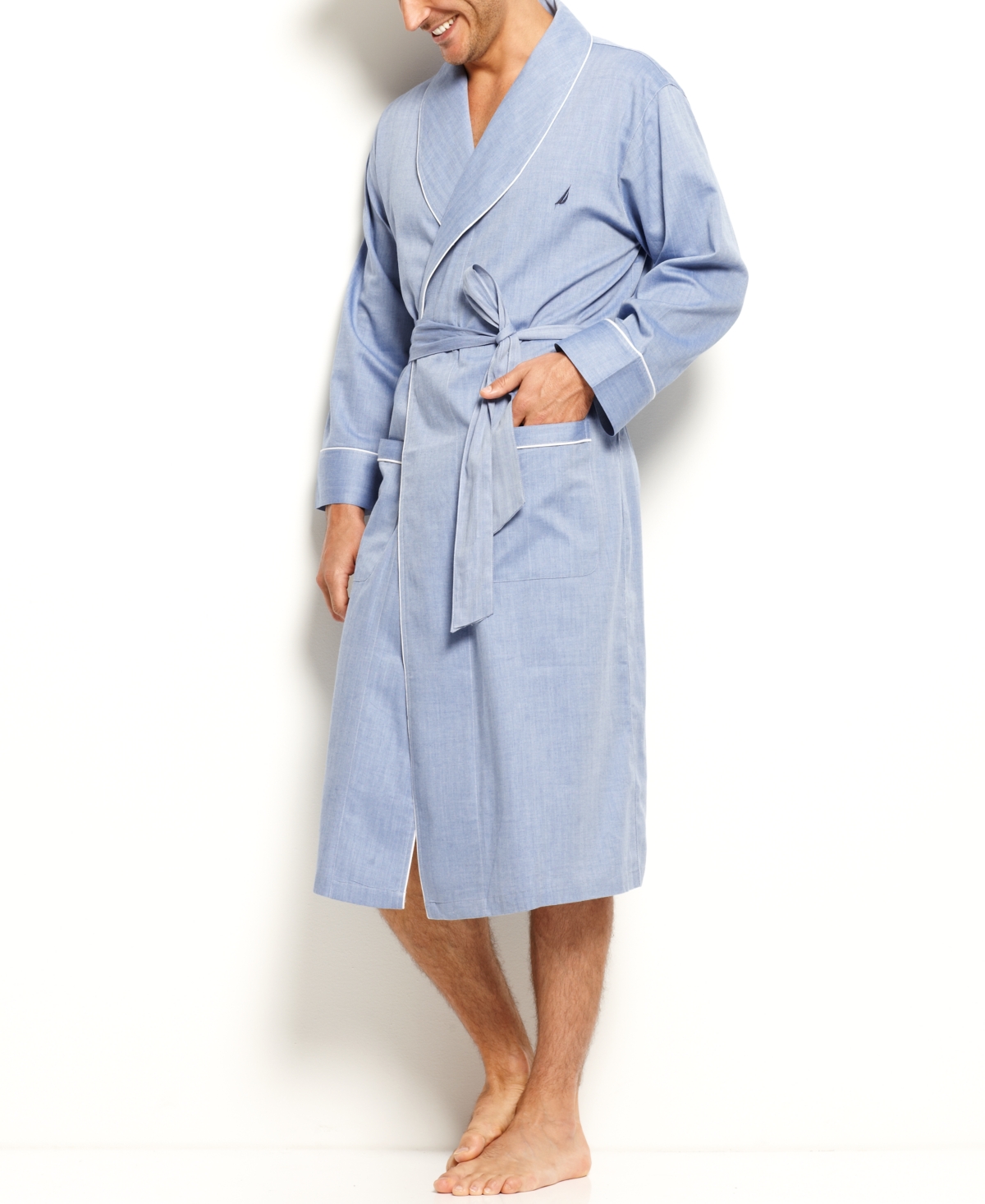NauticaWoven Shawl Collar Robe - Herringbone