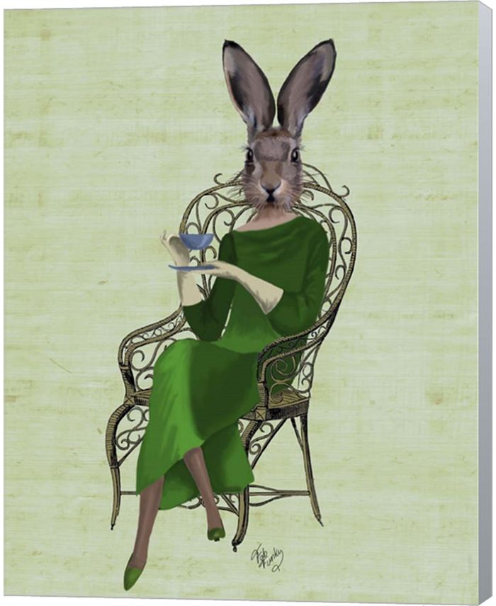 Metaverse Lady Bella Rabbit Taking Tea By Fab Funky Canvas Art - Macy's