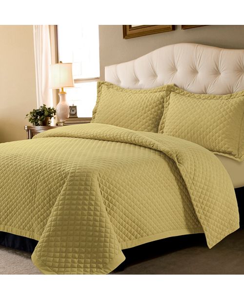 Tribeca Living Brisbane Microfiber Solid Oversized King Quilt Set