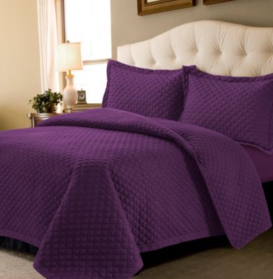 Brisbane Microfiber Solid Oversized Quilt Set, Twin