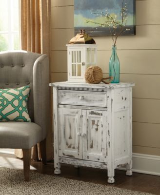 Country Cottage Accent Cabinet, White Antique Finish