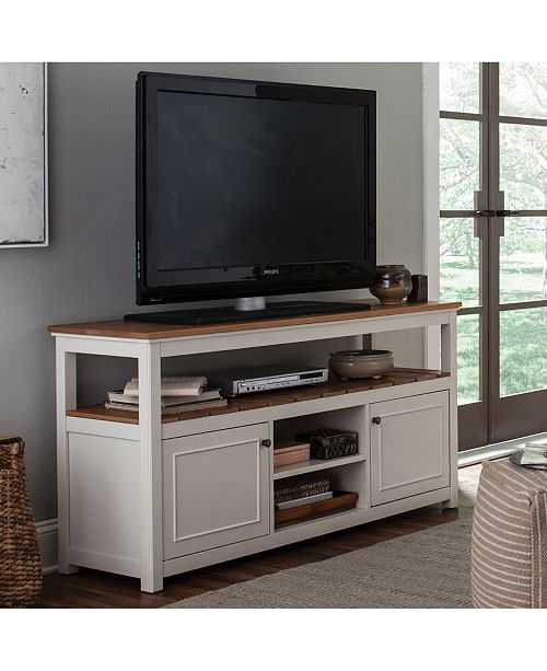 Alaterre Furniture Savannah Tv Cabinet With Natural Wood Top