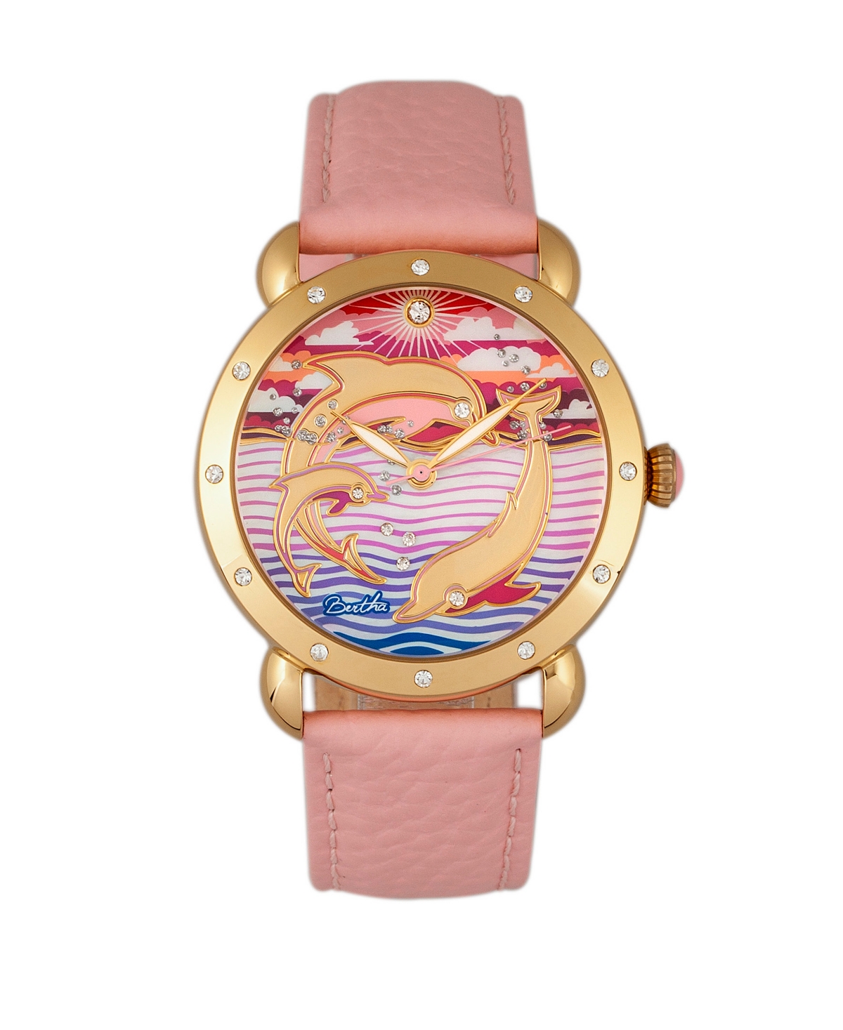 Bertha Quartz Estella Collection Gold And Pink Leather Watch 38Mm
