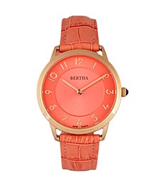 Quartz Abby Collection Rose Gold And Coral Leather Watch 33Mm