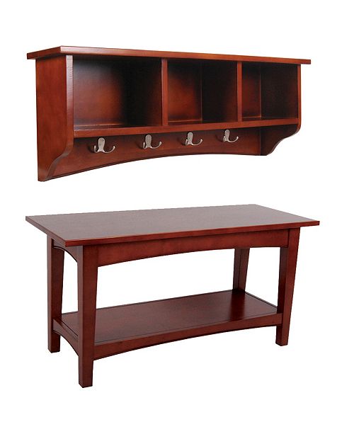 Alaterre Furniture Shaker Cottage Storage Coat Hook With Bench Set