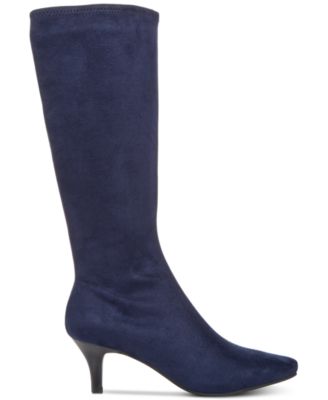 Impo Women's Noland Fabric Knee High Boots - Pointed Toe, Side Zipper, Memory Foam Footbed