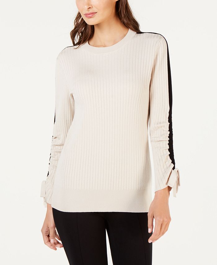 Alfani Petite Racer-Stripe Sweater, Created for Macy's - Macy's
