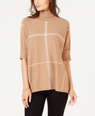 grid turtleneck sweater