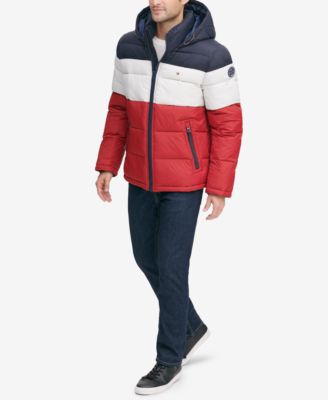 tommy hilfiger down jacket with faux fur trim hood