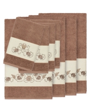 Linum Home Bella 8-pc. Embroidered Turkish Cotton Bath And Hand Towel Set Bedding In Latte