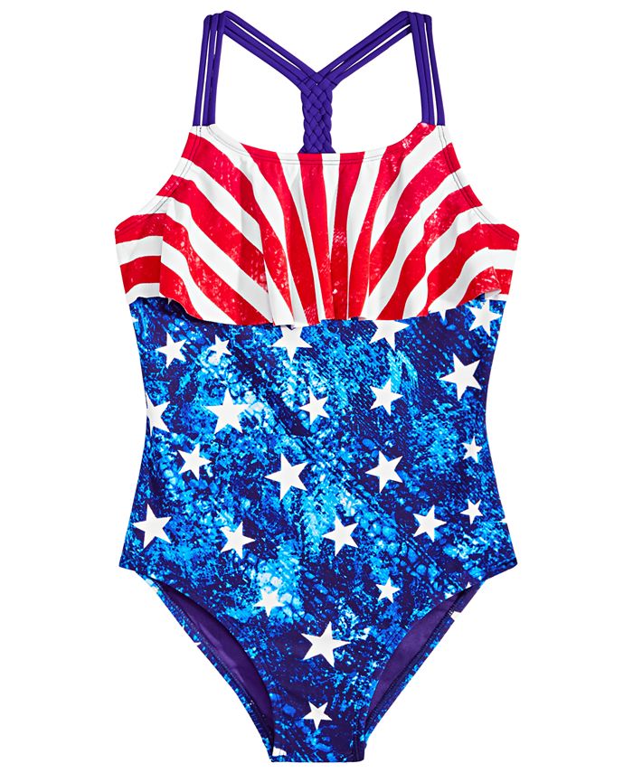 Breaking Waves Big Girls 1 Pc. Stars Stripes Flounce Swimsuit Macy s