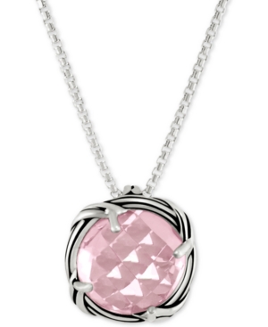 Shop Peter Thomas Roth Rose Quartz Adjustable Pendant Necklace (4 Ct. T.w.) In Sterling Silver