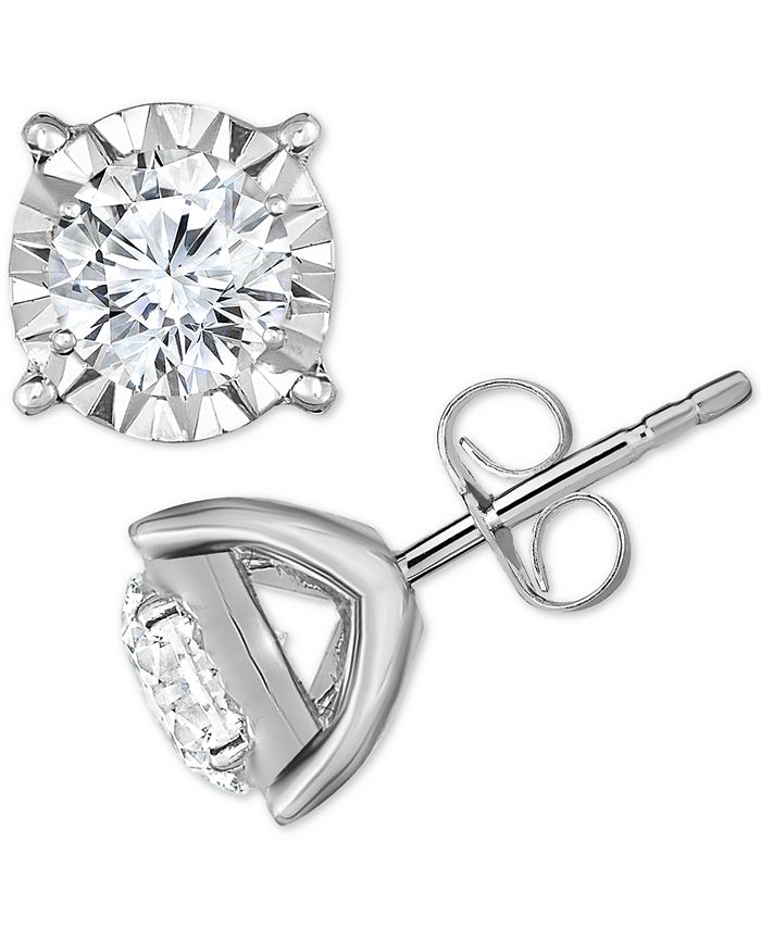 TruMiracle Diamond Stud Earrings (3/4 ct. t.w.) in 14k White Gold - Macy's