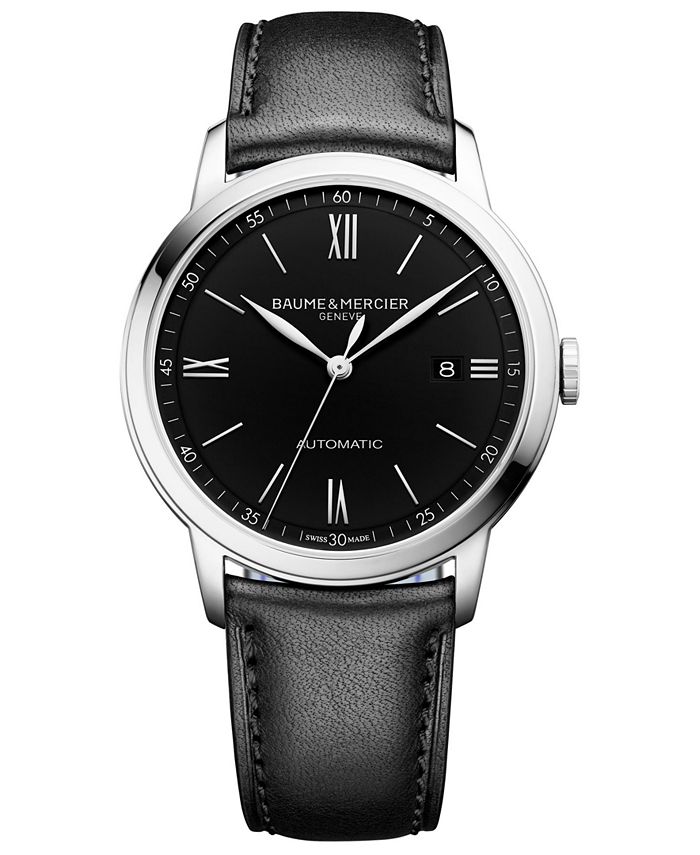 Baume & Mercier - Men's Swiss Automatic Classima Black Leather Strap Watch 42mm
