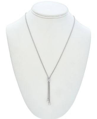 Diamond Lariat Necklace (1/8 ct. t.w.) in Sterling Silver , 20" + 3" extender