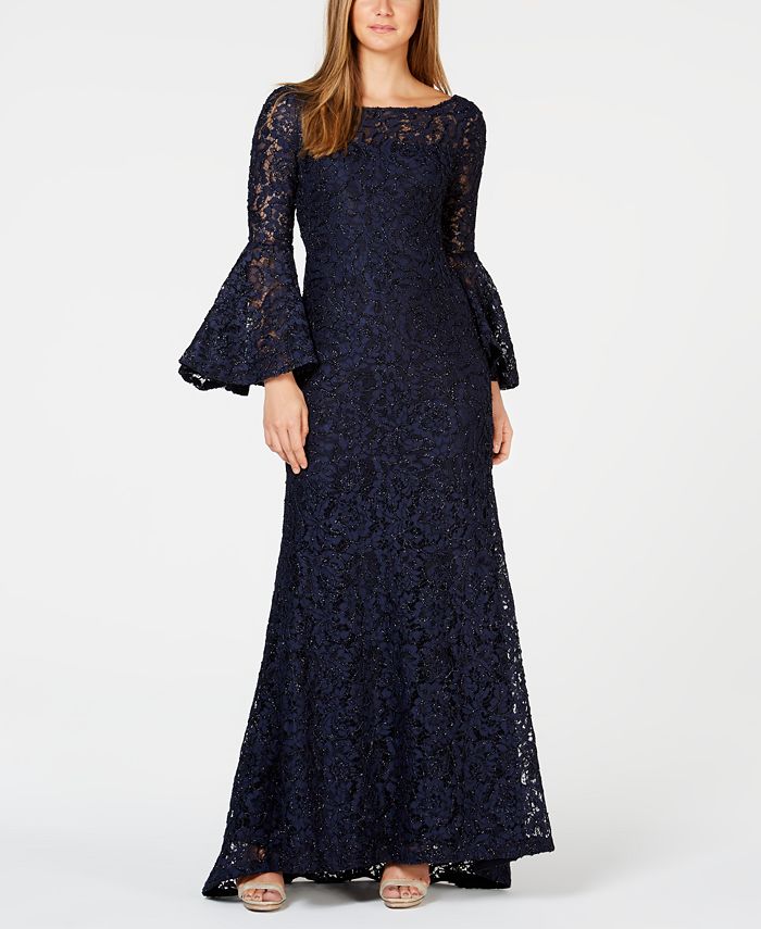 Calvin klein bell sleeve lace gown store