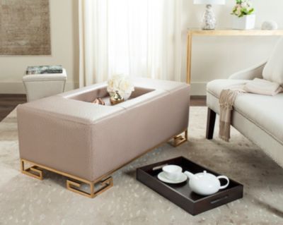 Julian Faux Ostrich Tray Ottoman/Coffee Table