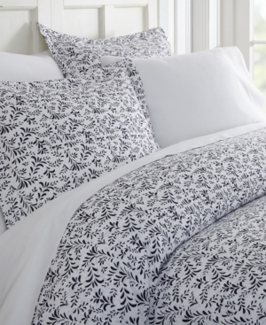 Shop Ienjoy Home Tranquil Sleep Patterned Duvet Cover Set By The Home Collection, King/cal King In Navy Burst Of Vines