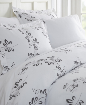 Ienjoy Home Tranquil Sleep Patterned Duvet Cover Set By The Home Collection, King/cal King In Grey Simple Vines
